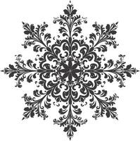 ai généré silhouette mandala fleur flocon de neige en forme de noir Couleur seulement vecteur