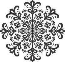 ai généré silhouette mandala fleur flocon de neige en forme de noir Couleur seulement vecteur