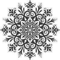 ai généré silhouette mandala fleur flocon de neige en forme de noir Couleur seulement vecteur