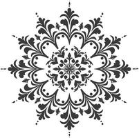 ai généré silhouette mandala fleur flocon de neige en forme de noir Couleur seulement vecteur