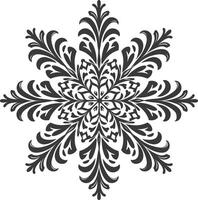 ai généré silhouette mandala fleur flocon de neige en forme de noir Couleur seulement vecteur