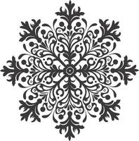 ai généré silhouette mandala fleur flocon de neige en forme de noir Couleur seulement vecteur