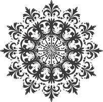 ai généré silhouette mandala fleur flocon de neige en forme de noir Couleur seulement vecteur