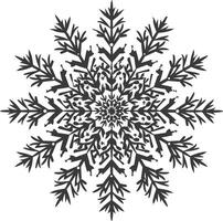 ai généré silhouette mandala fleur flocon de neige en forme de noir Couleur seulement vecteur