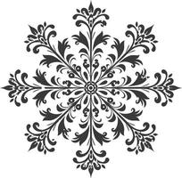 ai généré silhouette mandala fleur flocon de neige en forme de noir Couleur seulement vecteur