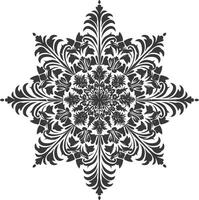 ai généré silhouette mandala fleur flocon de neige en forme de noir Couleur seulement vecteur