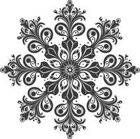 ai généré silhouette mandala fleur flocon de neige en forme de noir Couleur seulement vecteur