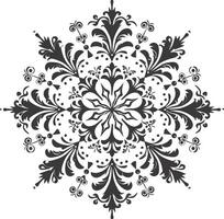 ai généré silhouette mandala fleur flocon de neige en forme de noir Couleur seulement vecteur