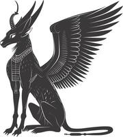 ai généré silhouette spinx le Egypte mythique créature noir Couleur seulement plein corps vecteur