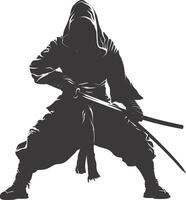 ai généré silhouette ninja assassin noir Couleur seulement plein corps vecteur