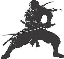 ai généré silhouette ninja assassin noir Couleur seulement plein corps vecteur