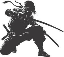 ai généré silhouette ninja guerrier noir Couleur seulement plein corps vecteur