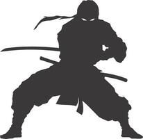 ai généré silhouette ninja guerrier noir Couleur seulement plein corps vecteur