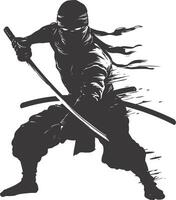 ai généré silhouette ninja guerrier noir Couleur seulement plein corps vecteur