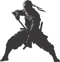 ai généré silhouette ninja guerrier noir Couleur seulement plein corps vecteur