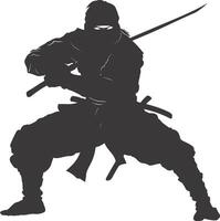 ai généré silhouette ninja guerrier noir Couleur seulement plein corps vecteur