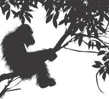 ai généré silhouette orang utan animal plein corps noir Couleur seulement vecteur