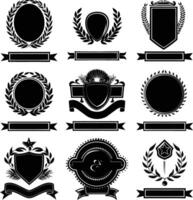 ai généré silhouette ancien rétro badges et médaille élément noir Couleur seulement vecteur