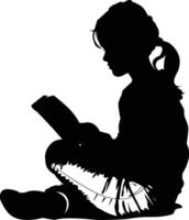 ai généré silhouette adolescent fille en train de lire livre noir Couleur seulement vecteur