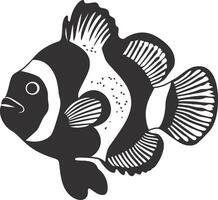 ai généré silhouette poisson clown noir Couleur seulement plein corps vecteur