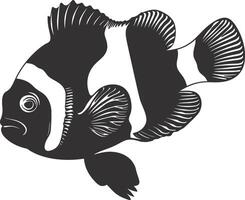 ai généré silhouette poisson clown noir Couleur seulement plein corps vecteur