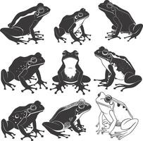 ai généré silhouette grenouille noir Couleur seulement plein corps vecteur