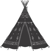 ai généré silhouette Indien tribal tente noir Couleur seulement plein vecteur