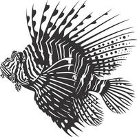 ai généré silhouette poisson-lion noir Couleur seulement plein corps vecteur