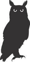 ai généré silhouette hibou animal noir Couleur seulement plein corps vecteur
