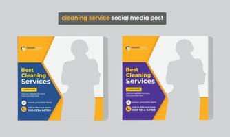 professionnel nettoyage un service social médias Publier modèle et bureau, Accueil et Hôtel nettoyage social médias Publier vecteur