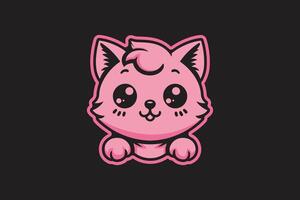 mignonne chat mascotte rose personnage dessin animé logo vecteur