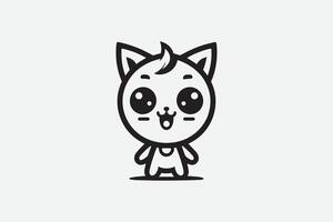 mignonne chat mascotte personnage dessin animé logo vecteur