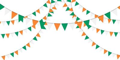 vert, blanc et Orange drapeau guirlande. Triangle fanions chaîne. fête décoration. fête drapeaux pour décor vecteur