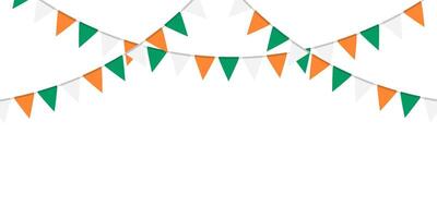 vert, blanc et Orange drapeau guirlande. Triangle fanions chaîne. fête décoration. fête drapeaux pour décor vecteur