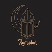 Ramadan lanterne et croissant lune vecteur