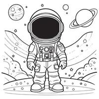 les enfants astronaute contour coloration page illustration pour les enfants et adulte vecteur