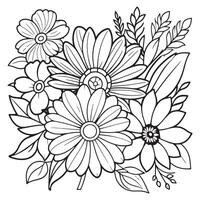 luxe floral contour coloration livre pages ligne art esquisser vecteur