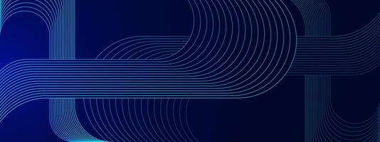 abstrait bleu géométrique bande lignes sur une foncé bleu Contexte. futuriste technologie, la mise en réseau et la communication concept. vecteur illustration.