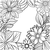 enfants floral contour illustration griffonnage coloration livre main tiré vecteur