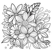 luxe floral contour dessin coloration livre pages ligne art esquisser vecteur