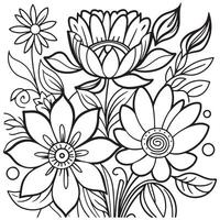 luxe floral contour dessin coloration livre pages ligne art esquisser vecteur