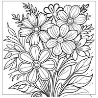 luxe floral contour dessin coloration livre pages ligne art esquisser vecteur