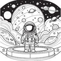 les enfants astronaute contour coloration page illustration pour les enfants et adulte vecteur