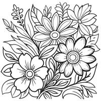 floral contour dessin coloration livre pages pour les enfants et adultes vecteur