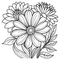 luxe floral contour dessin coloration livre pages ligne art esquisser vecteur