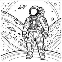 astronaute contour coloration page illustration pour les enfants et adulte vecteur