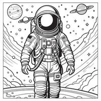 astronaute contour coloration page illustration pour les enfants et adulte vecteur