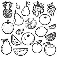 des fruits contour coloration page illustration pour les enfants et adulte vecteur