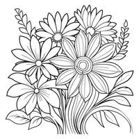 enfants floral contour illustration griffonnage coloration livre main tiré vecteur