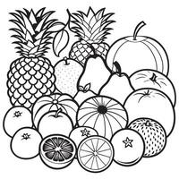 des fruits contour coloration page illustration pour les enfants et adulte vecteur